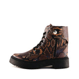 Women's Runaway Combat Boots Brown Snake by Nest Shoes - Vysn