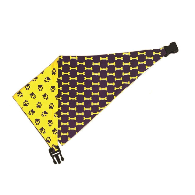 Yellow & Purple Reversible Dog Bandana by Uptown Pups - Vysn