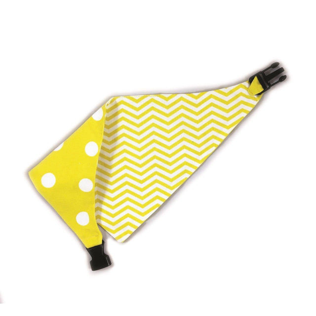 Yellow Chevron Reversible Dog Bandana by Uptown Pups - Vysn